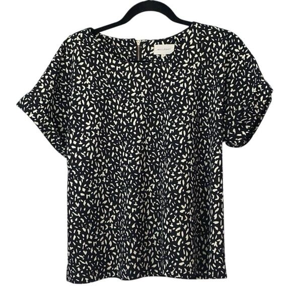 Melloday Women’s Printed Short Sleeve Top Black/Cream Size Small - Picture 1 of 6